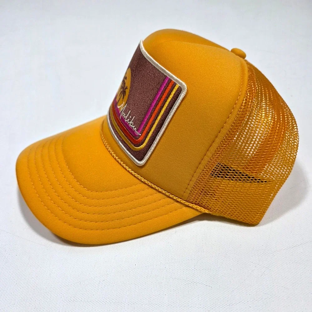 Port Sandz Trucker Hat Surfer Mustard Yellow Malibu Sunset Patch Snapback Mesh